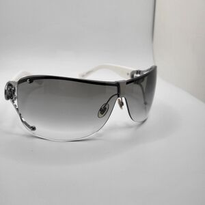 Gucci Black Tint White Plastic Frame Oversize Full Wrap Sunglasses